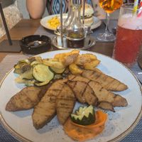 vegan dish included grilled vegetables and seitan, tasty and same scope as meat-eaters! at Pirates Kitchen  in Omis