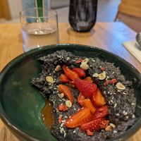 Overnight black sesame porridge at Pekoe in Dubai