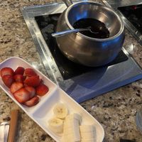 Vegan dessert option. Chocolate is vegan and dark at The Melting Pot in Jacksonville