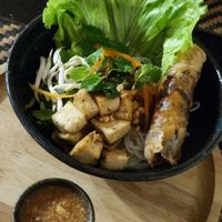 Asian bowl Bo Bun with grilled tofu at Grasshopper Cafe in Luang Prabang