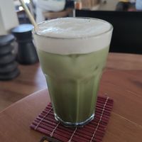 Iced Matcha Almond Milk Tea at Grasshopper Cafe in Luang Prabang