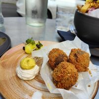 Vegan mushroom bitter ballen at Pom Friterie in Stockholm