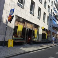 Front of restaurant at Pom Friterie in Stockholm