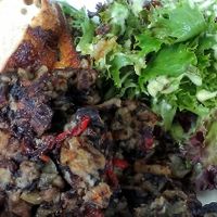 Mushroom Scramble, a vegan dish at Outdated. September 2020. at Outdated - An Antique Cafe in Kingston