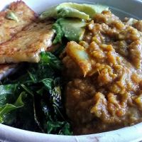 Vegan quinoa curry bowl from spring menu, 2021. March 2021.  at Outdated - An Antique Cafe in Kingston