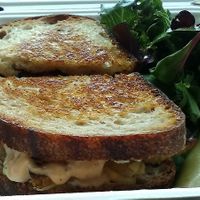 Tempeh Reuben with Five Ferments, ordered "v" for vegan at Outdated, June 2021. The vegan option uses cashew cheese. at Outdated - An Antique Cafe in Kingston