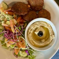 Falafel sandwich without the pita and with hummus.  at Barefoot Garden Cafe in Colombo