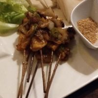 Sichuan BBQ: stir-fried king oyster with rice pancakes at Eat East in Stockholm