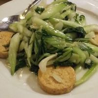 Stir-fried pak choi with tofu and garlic at Eat East in Stockholm
