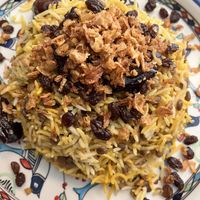 Lentil raisin and date rice. Forget the Persian name but delicious!  at meet me halfway in Berlin