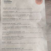 Menu (summer 23) at Orange Cafe Bar in Mousehole
