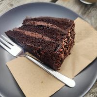 Chocolate fudge cake at Orange Cafe Bar in Mousehole