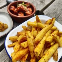Chips and gochujang tofu at Orange Cafe Bar in Mousehole