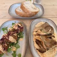 Croquettes and mushroom hummus  at Orange Cafe Bar in Mousehole