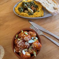 Hummus and bang bang cauliflower   at Orange Cafe Bar in Mousehole