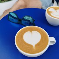 Decaf flat white with oat milk at The Capsule Cafe in Ericeira