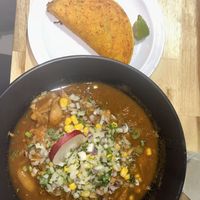 Vegan birria ramen (comes with one vegan birria (jackfruit) taco)  at Birriaholic in Bethlehem