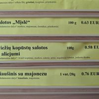 Middle option is the vegan cabbage salad with oil. Aside from beet salad, their other salads have mayonnaise in them (listed in ingredients and confirmed by server). at Bulve (Potato) in Gargzdai