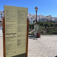 The menu outside El Olivo  at El Olivo in Frigiliana
