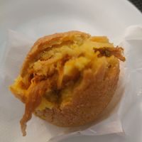 Filling of the jackfruit coxinha at Nova Gokula Iskcon Ashram in Sao Paulo