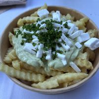 loaded greek fries  at Swing Kitchen in Basel