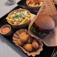 burger, loaded fries, chili cheese nuggets   at Swing Kitchen in Basel