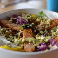 The absolutely enormous and equally delicious Buddha Bowl. Yay Tempeh!  at Orion Cafe in Koh Phangan