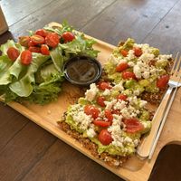 Avo & cashew cream cheese on raw crackers 😋  at Orion Cafe in Koh Phangan
