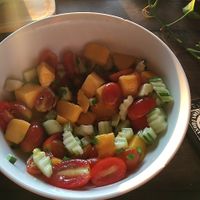 Mango cucumber tomato spring onion Salad   at Orion Cafe in Koh Phangan