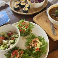 Raw tacos and raw sushi   at Orion Cafe in Koh Phangan