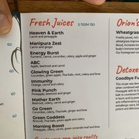 Updated menu  at Orion Cafe in Koh Phangan