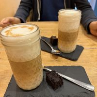 Latte macchiato with oat milk    at aevvergreen in Cologne