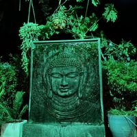 Lit Buddha water feature  at Alesta in Kyrenia