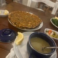Vegan lahmacun and lentil soup!  at Alesta in Kyrenia
