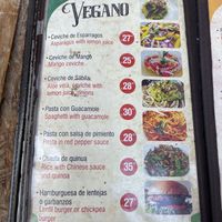 Vegan menu section (which is not fully vegan I guess)  at Huacafuckinchina in Ica