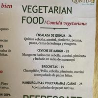 Veg menu section   at Huacafuckinchina in Ica