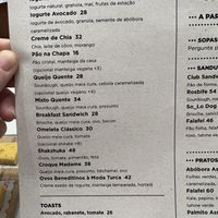 Menu  at So_Lo Café in Rio De Janeiro