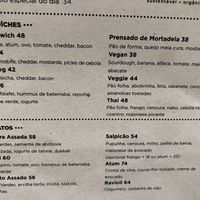 Menu  at So_Lo Café in Rio De Janeiro