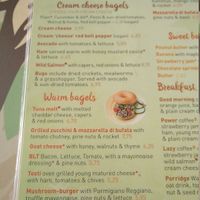 Menu at Bagels & Beans in Eindhoven