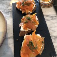 Salmon and cream cheese toast  at Plant Bistro in Ubud