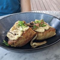 Savory French mushroom toast at Plant Bistro in Ubud
