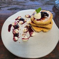 Blueberry pancakes at Plant Bistro in Ubud