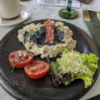 Carbonara Tofu Scramble at Plant Bistro in Ubud