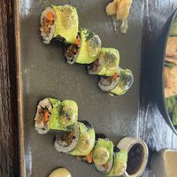 Avocado and mushroom sushi roll  at Plant Bistro in Ubud