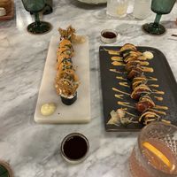 Crispy Enoki Roll and Bell Pepper Tuna Roll  at Plant Bistro in Ubud