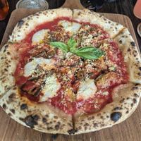 Parmigiana di melanzane pizza at Plant Bistro in Ubud