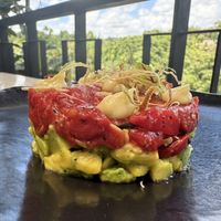 “Toona” and Avocado Tartare. Flavour and texture were fabulous and the small dollops of horseradish gave it a bit of kick   at Plant Bistro in Ubud