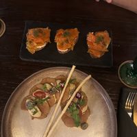 Vitello tonnato and salmon bruschettaa  at Plant Bistro in Ubud