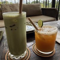 Matcha latte and immunity juice   at Plant Bistro in Ubud