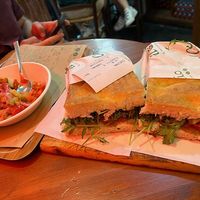 Panzanella and Schiacciata Papillion.  at Il Cernacchio Food & Wine in Florence